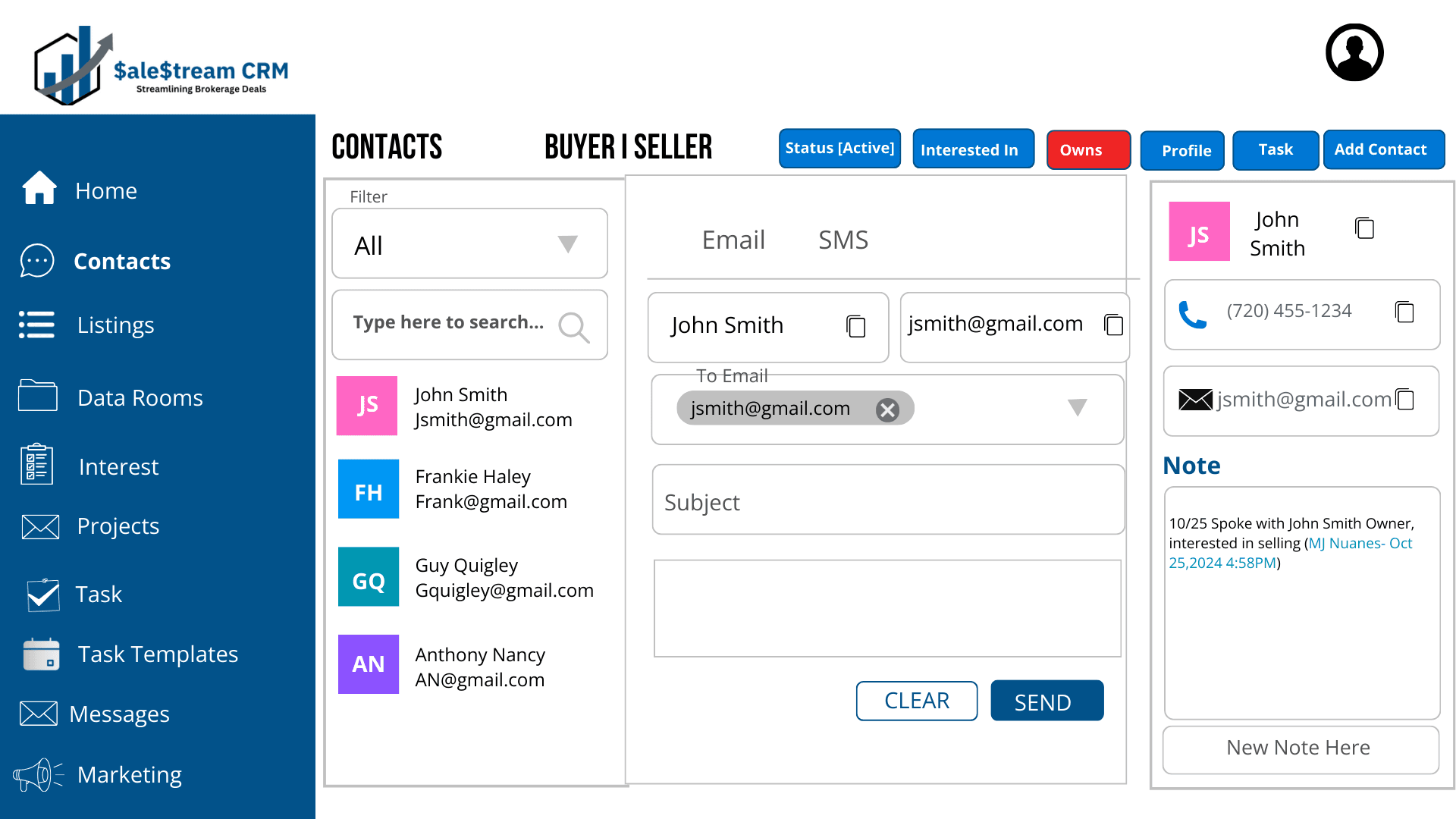 Salestream CRM contact management
